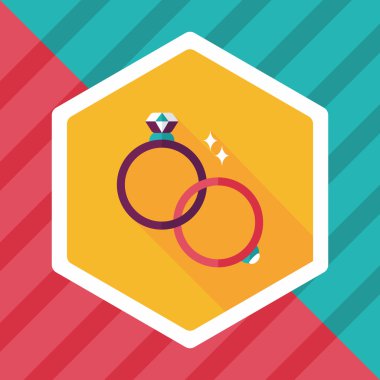 Uzun gölgeli çift elmas yüzük ikonu, eps10