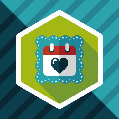 düğün günü takvimi düz simgesi, uzun gölge, eps10