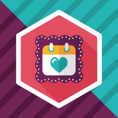 düğün günü takvimi düz simgesi, uzun gölge, eps10