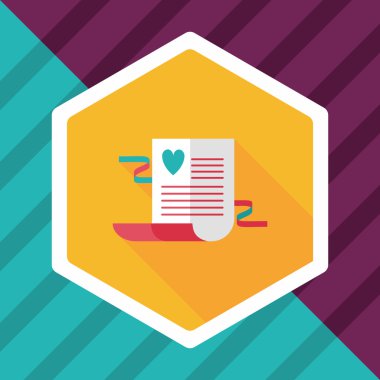 düğün davetiyesi düz simgesi ile uzun gölge, eps10