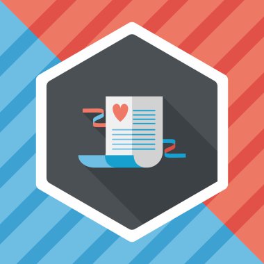 düğün davetiyesi düz simgesi ile uzun gölge, eps10