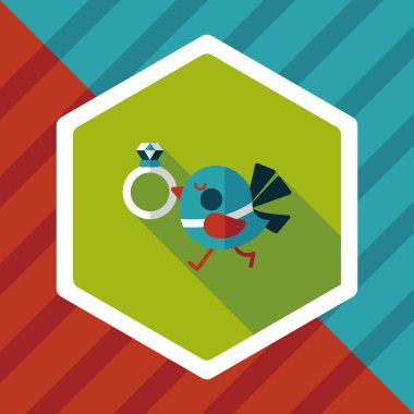 kuş uzun gölge, eps10 ile elmas yüzük düz simgesi ile düğün