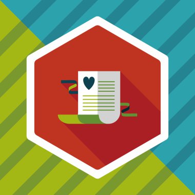 düğün davetiyesi düz simgesi ile uzun gölge, eps10