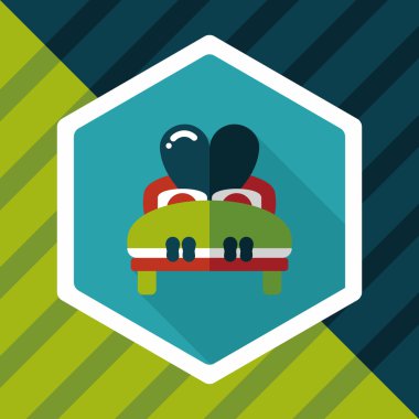 Düğün çifti yatak düz ikonu, uzun gölge, eps10