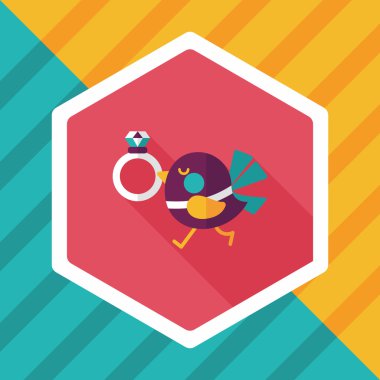 kuş uzun gölge, eps10 ile elmas yüzük düz simgesi ile düğün