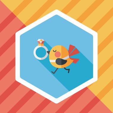 kuş uzun gölge, eps10 ile elmas yüzük düz simgesi ile düğün