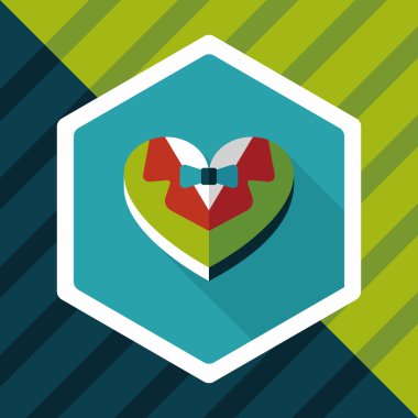 Düğün damat takım elbise uzun sha ile çerezleri düz simgesi kutu şeklinde