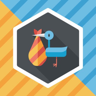 kuş ve bebek düz simgesi ile uzun gölge, eps10