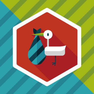 kuş ve bebek düz simgesi ile uzun gölge, eps10