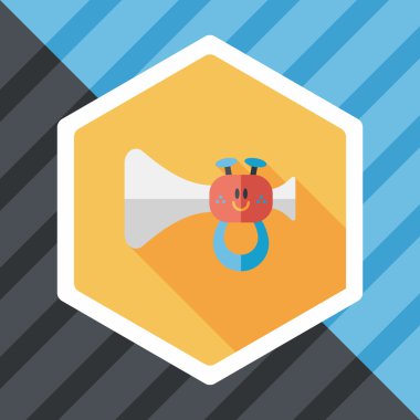 trompet veya boynuzu oyuncak düz simgesi ile uzun gölge, eps10