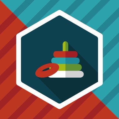 Piramit oyuncak düz simgesi ile uzun gölge, eps10