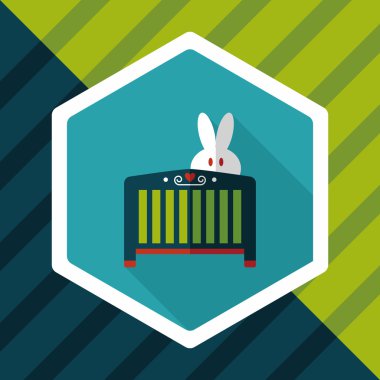 Bebek beşik yatak düz simgesiyle uzun gölge, eps10