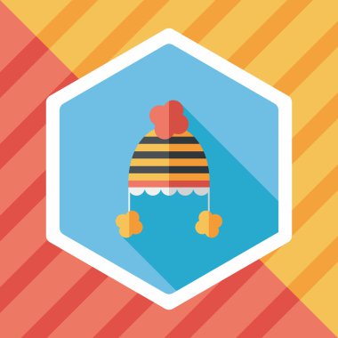 Bebek şapka düz simgesi ile uzun gölge, eps10