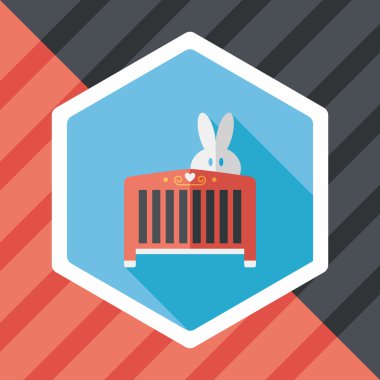 Bebek beşik yatak düz simgesiyle uzun gölge, eps10