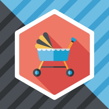 Bebek beşik yatak düz simgesiyle uzun gölge, eps10