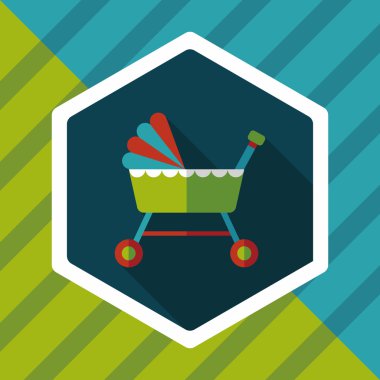 Bebek beşik yatak düz simgesiyle uzun gölge, eps10