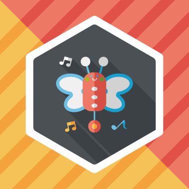 Uzun Gölge, eps10 ile kelebek müzik oyuncak düz simgesi