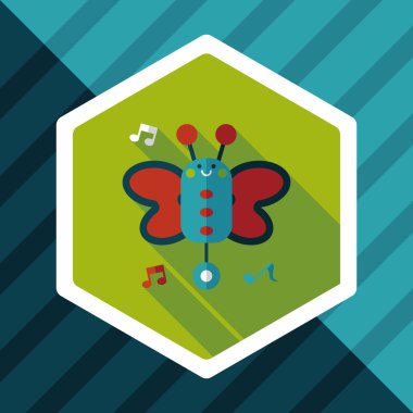 Uzun Gölge, eps10 ile kelebek müzik oyuncak düz simgesi