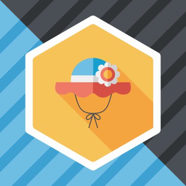 Kadın şapka düz simgesi ile uzun gölge, eps10