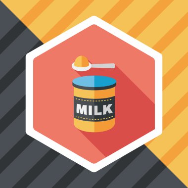 süt tozu süt gıda uzun gölge, eps 10 düz simgesiyle