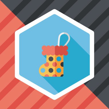 Noel çorap uzun gölge, eps 10 düz simgesi