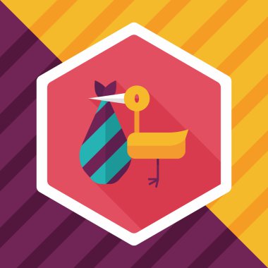 kuş ve bebek düz simgesi ile uzun gölge, eps10