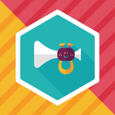 trompet veya boynuzu oyuncak düz simgesi ile uzun gölge, eps10