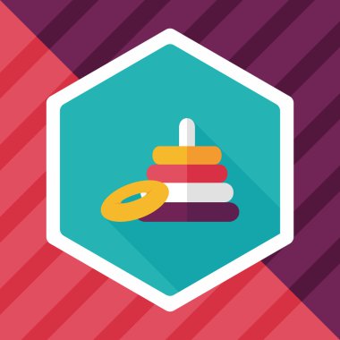 Piramit oyuncak düz simgesi ile uzun gölge, eps10