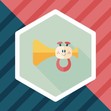 trompet veya boynuzu oyuncak düz simgesi ile uzun gölge, eps10