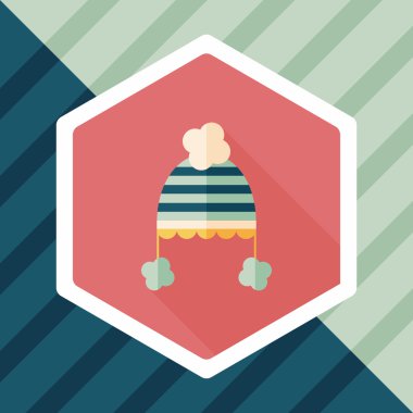 Bebek şapka düz simgesi ile uzun gölge, eps10