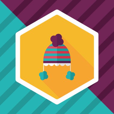 Bebek şapka düz simgesi ile uzun gölge, eps10