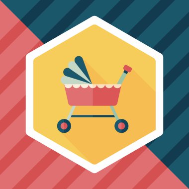 Bebek beşik yatak düz simgesiyle uzun gölge, eps10