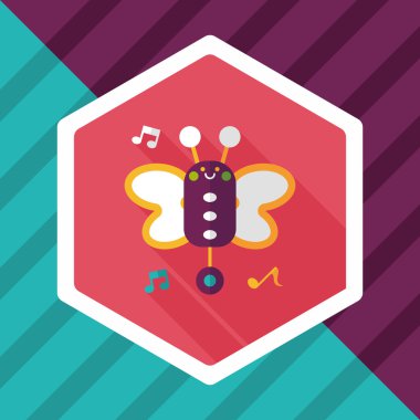 Uzun Gölge, eps10 ile kelebek müzik oyuncak düz simgesi