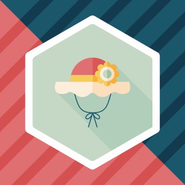 Kadın şapka düz simgesi ile uzun gölge, eps10