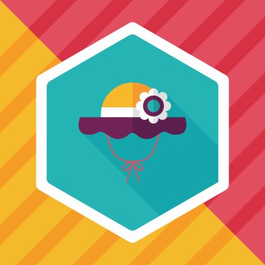 Kadın şapka düz simgesi ile uzun gölge, eps10