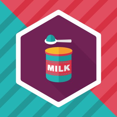 süt tozu süt gıda uzun gölge, eps 10 düz simgesiyle