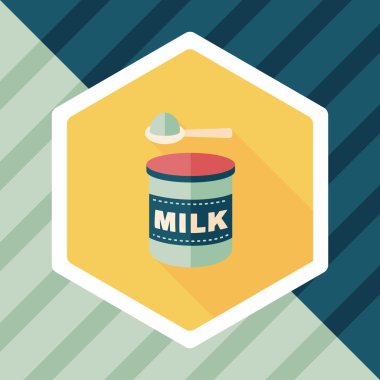 süt tozu süt gıda uzun gölge, eps 10 düz simgesiyle