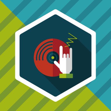 DJ müzik düz simgesi ile uzun gölge, eps10