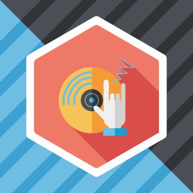 DJ müzik düz simgesi ile uzun gölge, eps10