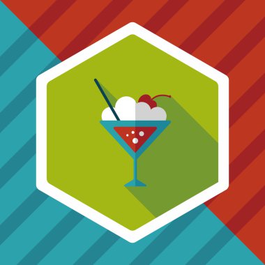 Uzun gölgeli kokteyl düz simgesi