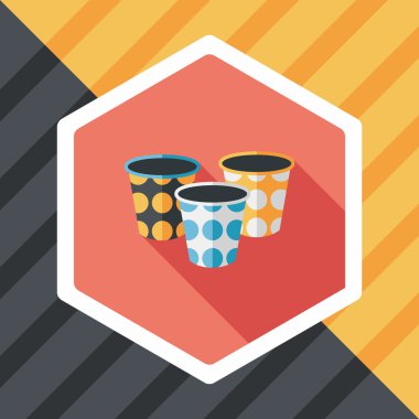 kağıt bardak düz simgesi ile uzun gölge, eps10