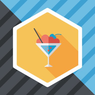 Uzun gölgeli kokteyl düz simgesi