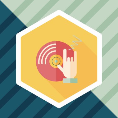 DJ müzik düz simgesi ile uzun gölge, eps10