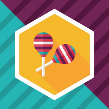 Uzun Gölge, eps10 ahşap rattle düz simgesi