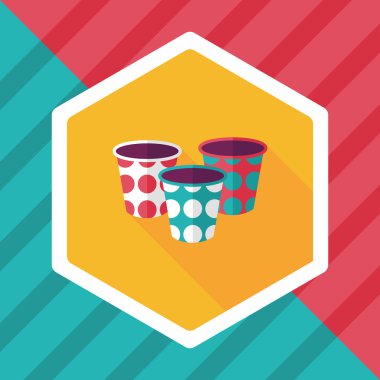 kağıt bardak düz simgesi ile uzun gölge, eps10