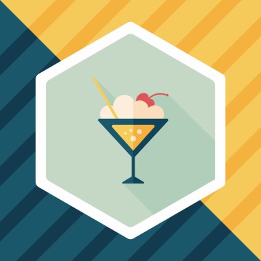 Uzun gölgeli kokteyl düz simgesi