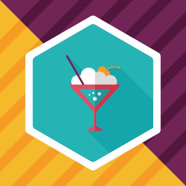 Uzun gölgeli kokteyl düz simgesi