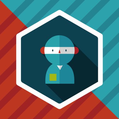 tıbbi insanlarla uzun gölge stetoskoplar düz simgesi