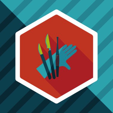 cerrahi alet düz uzun gölge simgesiyle