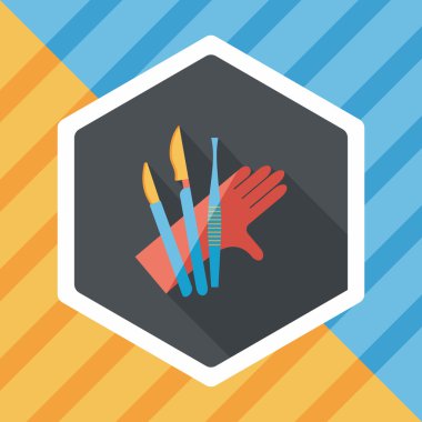 cerrahi alet düz uzun gölge simgesiyle